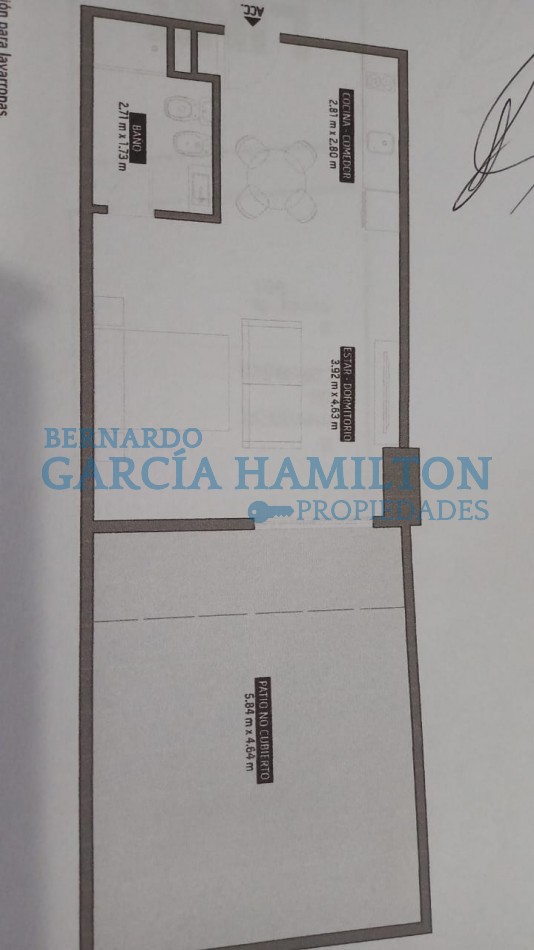 Hermoso monoambiente con patio en Barrio Norte