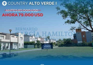 VENTA TERRENO  BARRIO PRIVADO  ALTO VERDE 1 